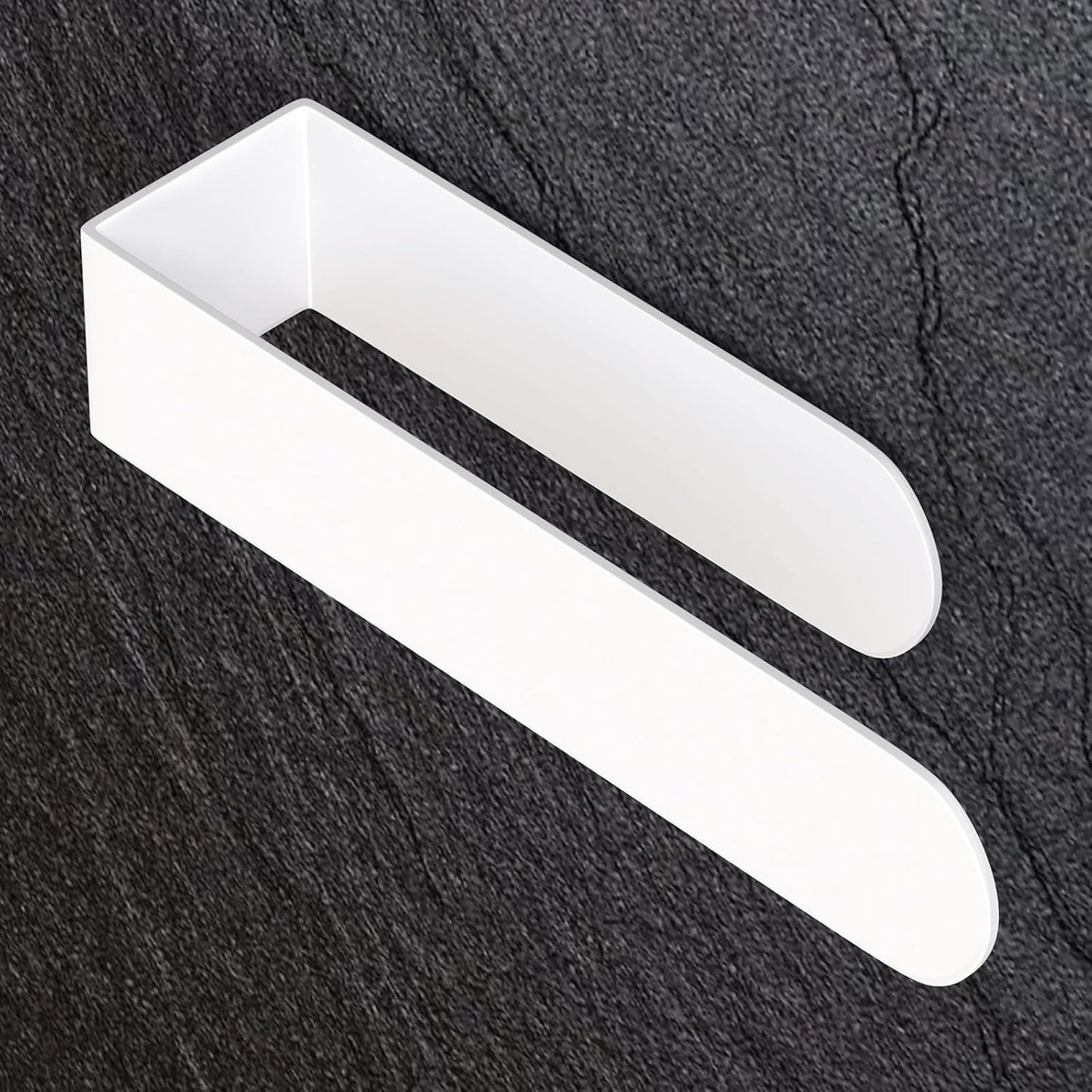 HUFEEOH 2 Pack Adhesive Hand Towel Holder, Kitchen Towel Rack Towel Bars Wall Mounted, Stainless Steel Bath Towel Hanger for Bathroom Hotel Kitchen (White, 8 Inch(2PC))