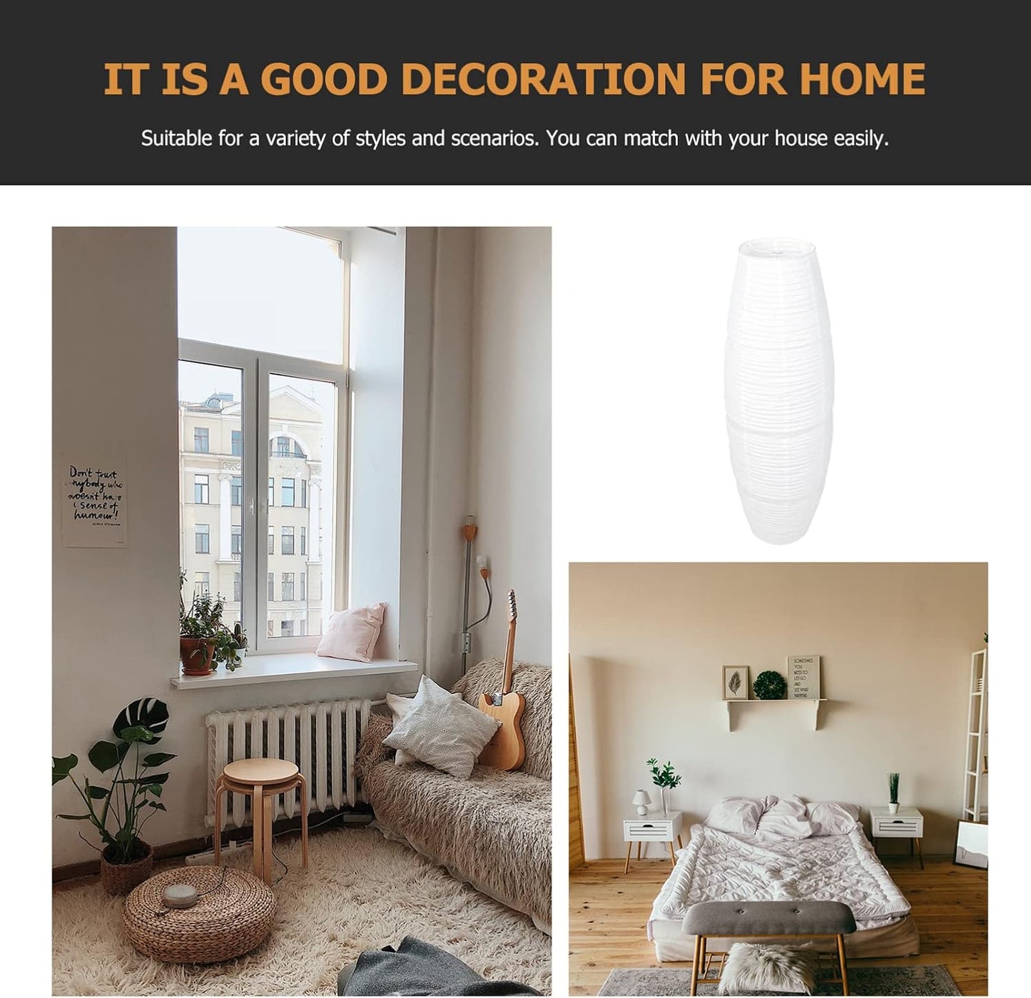 2PCS Paper Floor Lamp Shade Contemporary Floor Lamps Japanese Style Standing Lamps Shade for Bedside Floor Lamp Living Room White