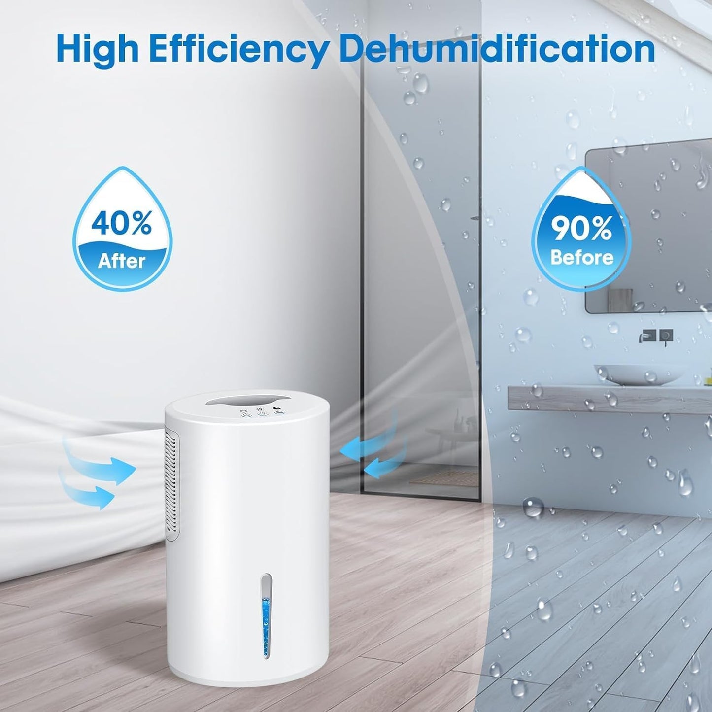 Small Dehumidifier for Bedroom up to 1000 Sq.Ft, 68 OZ Water Tank Dehumidifier for Home with Auto Shut-Off, Mini Dehumidifier with 7 Color LED Lights for Bathroom, Basement, Closet, Garage, RV