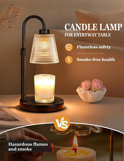 Candle Warmer Lamp with Timer Dimmable, Wax Warmer for Scented Jar Candles, Adjustable Height Candle Lamp for Home Decor, Birthday Gifts for Women Mom House Warming Gifts, Matte Black