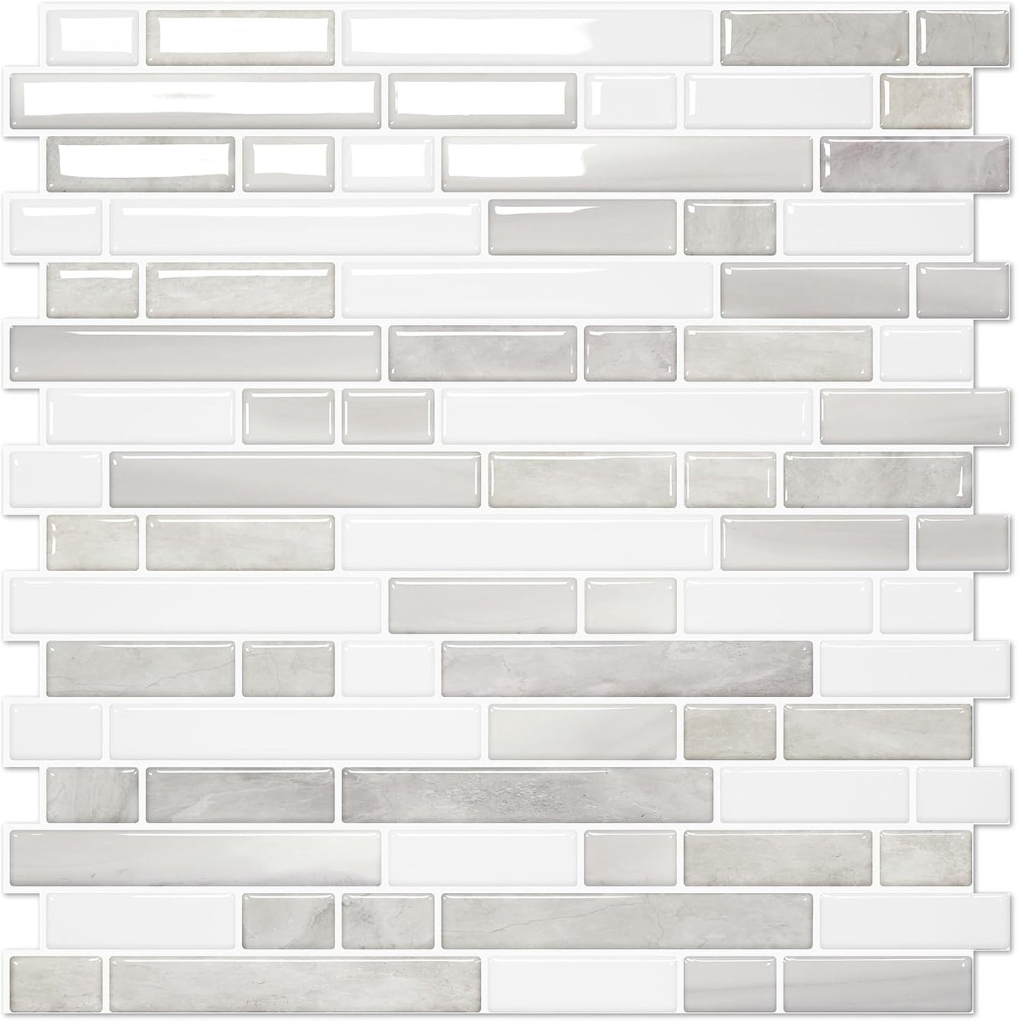 STICKGOO Peel and Stick Backsplash - 10 Sheets of 12”×12” - 3D Self Adhesive Peel and Stick Tile Backsplash for Kitchen & Bathroom
