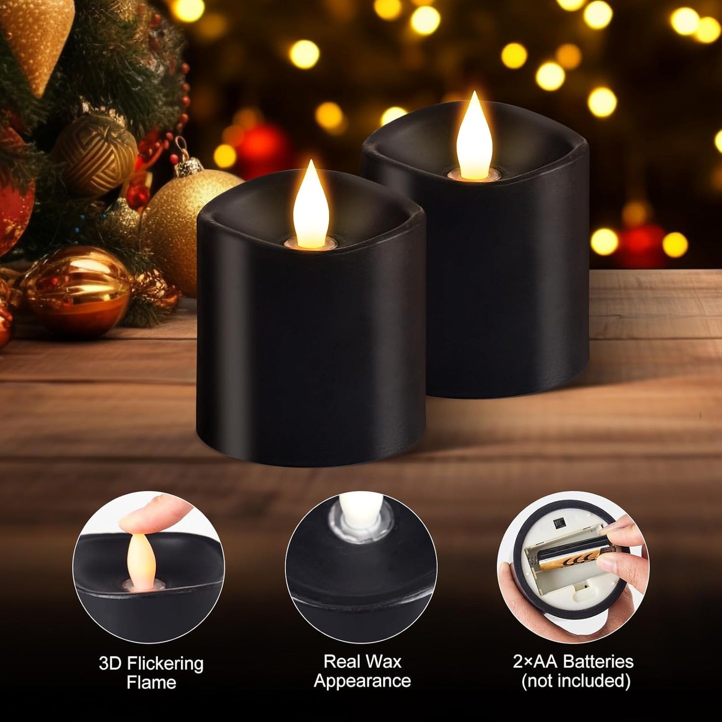 3x4 Flickering Flameless Candles Set of 3,Real Wax Pillar LED Candles,with Timer,4 inch Flameless Candles with Remote,for Party Wedding Holiday Home Decor,Ivory