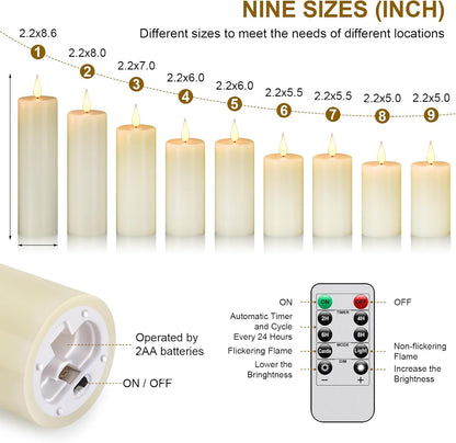 Waterproof Flameless Remote Control Candles 2PACK(D3''*H5.5'')Battery Operated Flickering LED Pillar Candle,plastic with 10-Key 24Hours Timer for Outdoor/Indoor Party Garden Lanterns Porch Ivory