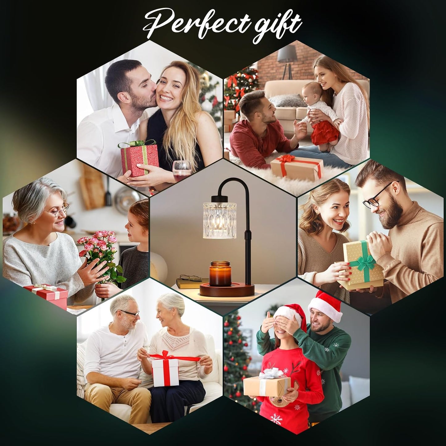 MEIXISUE Candle Warmer Lamp with Timer and Dimmer,Electric Gold Light Gifts for Women Melt Wax Warmer Lamp with 2 Bulbs for Candle Jars House Warming New Home Decor Bedroom