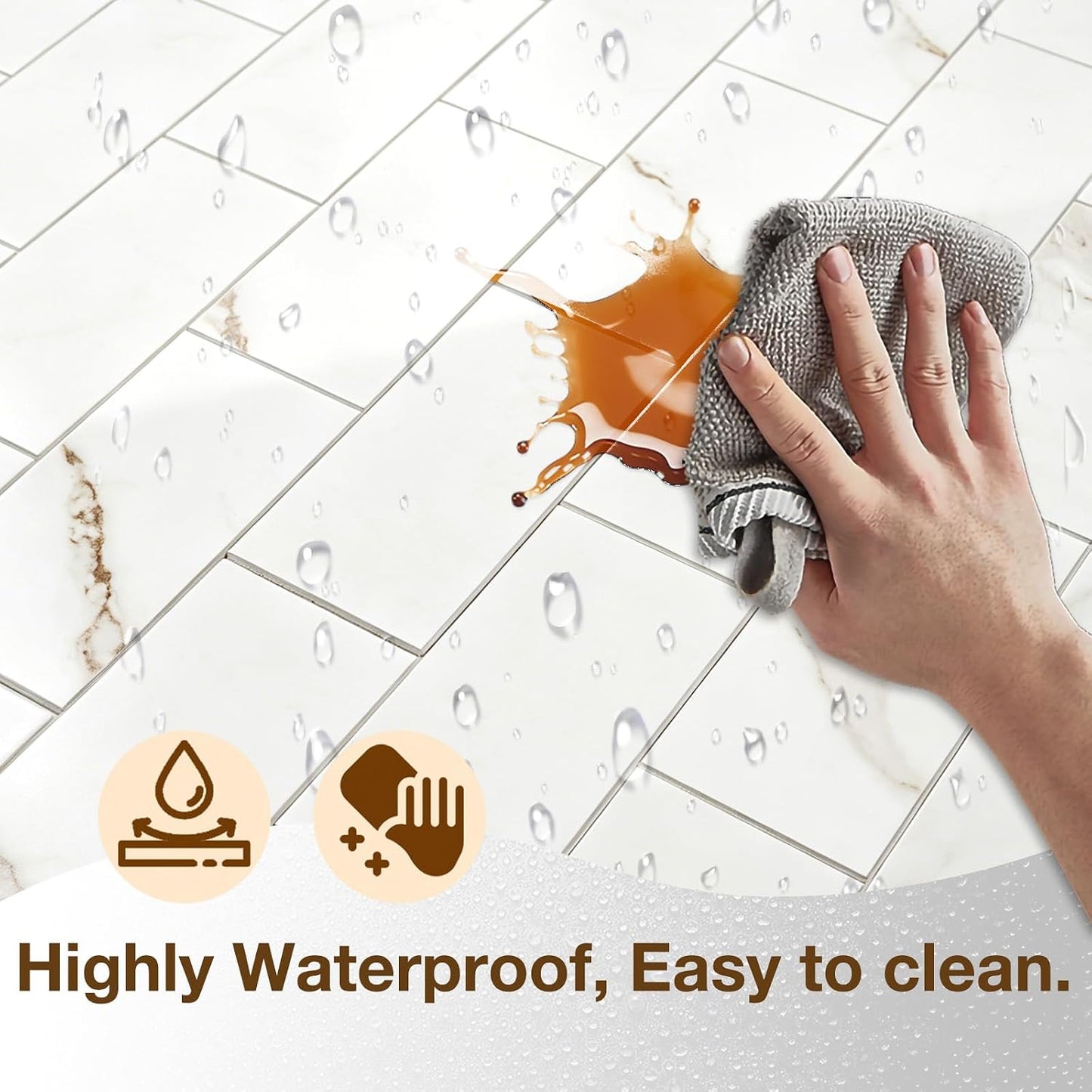 Havenly Peel and Stick Backsplash Tile for Kitchen & Bathroom Walls (White, 10 Tiles - 9.7 sq. ft. (0.9 m²))