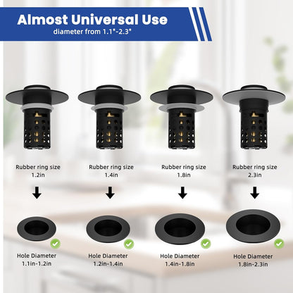 Universal Bathroom Sink Drain Strainer Hair Catcher, Brushed Nickel | Upgraded with Removable Stainless Steel Filter Basket, 3 in 1 Pop Up Sink Stopper for 1.1''~2.36'' Sink Basin Hole