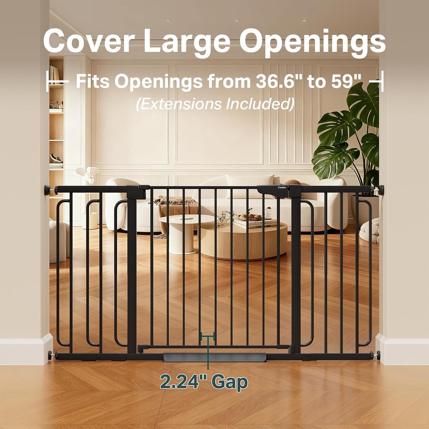 Cumbor 29.7-48" Baby Gate for Stairs, Mom's Choice Awards Winner-Dog Gate for Doorways, Auto Close Safety Pet Gate for Dogs Indoor, Easy Install Pressure Mounted Child Gate with Walk Thru Door, Brown
