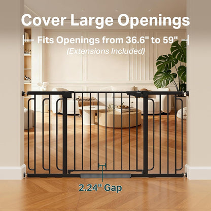 Cumbor 29.7-48" Baby Gate for Stairs, Mom's Choice Awards Winner-Dog Gate for Doorways, Auto Close Safety Pet Gate for Dogs Indoor, Easy Install Pressure Mounted Child Gate with Walk Thru Door, Brown