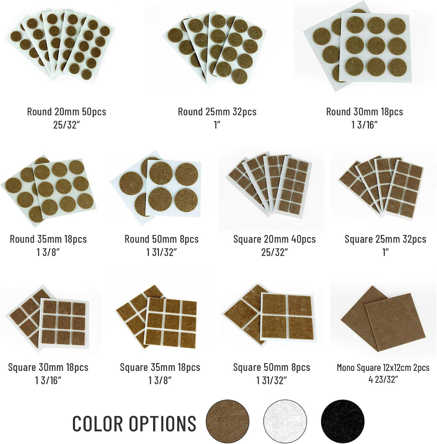 Furndiy Felt Furniture Pads for Hardwood Floors, Self-Adhesive Felt Pad for Chairs & Seat Legs, Easy Slide, Anti Scratch, Noise Stopper, Bumper & Buffer, Floor Protection - Based in USA - 0.8'' Black