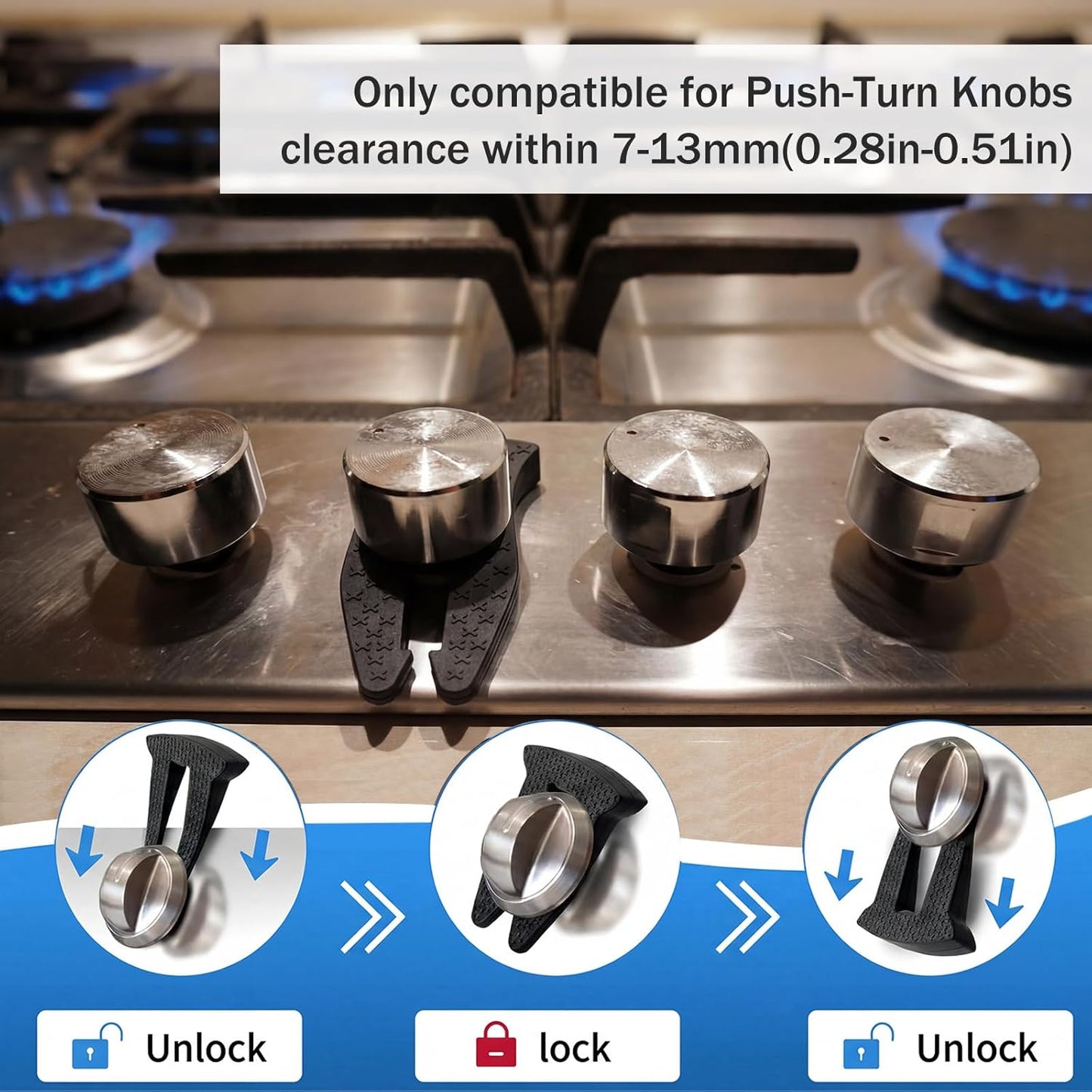 Zhehao 8 Pcs Gas Stove Knob Locks Stove Knob Safety Covers Silicone Child Proof Oven Locks for Kitchen Prevent Accidental Touch Child Pets Safety