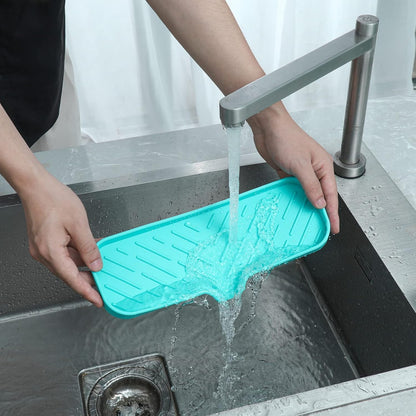 MicoYang Silicone Bathroom Soap Dishes with Drain Spout-Bathroom and Kitchen Sink Organizer,Sponge Holder,Dish Soap Tray,Perfect for Dispenser,Scrubber,Bottle,Cup on Sink or Counter-Coffee 4.9"×3.2"