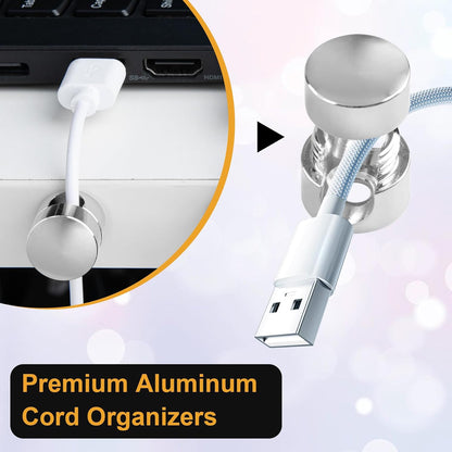3pcs Cable Anchors for Desk, Adhesive Metal Cord Organizers, Adjustable 2-in-1 Cord Clips Charger Cable Management for Nightstand Office Home Desktop Wall- Gold & Copper & Black