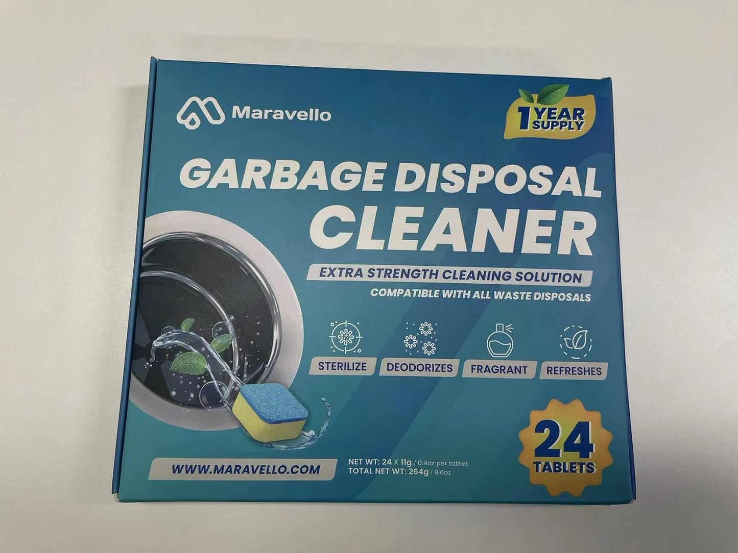 Garbage Disposal Cleaner and Deodorizer 28 Tablets Sink Foaming Garbage Disposer Freshener - Kitchen Drain Cleaning Pods with Apple Fresh Formula - 1 Year Supply