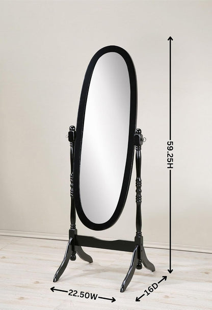 Full Length Mirror with Stand - Traditional Queen Anna Cheval Style in Solid Wood, Freestanding Adjustable Tilting Oval Glass for Bedroom & Dressing Room (Cherry)