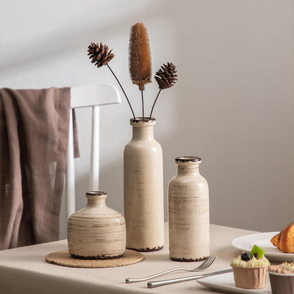 Bud Vase - Flower Vase Set - Decorative Vases - Ceramic Small Vase Set of 3 for Centerpieces - Ice Creak for Decor - Modern Decoration Vases for Home Farmhouse Table Office, Mini Vase by Lyeec