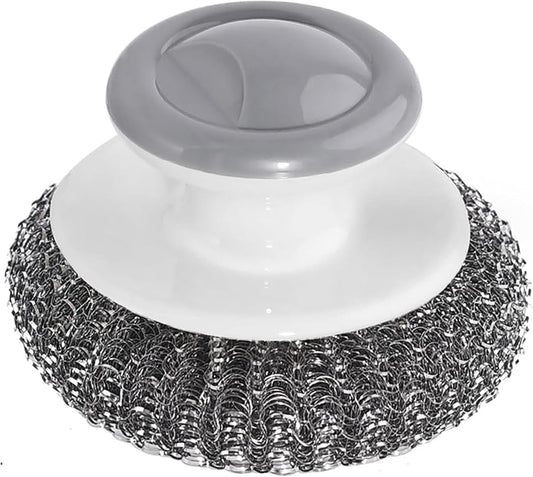 4Pcs Steel Wool Scrubber Set, Stainless Steel Scrubber with Stainless Steel Handle, for Cleaning Dishes, Cast Iron, Stock Pots, Pans, Griddles, Grills