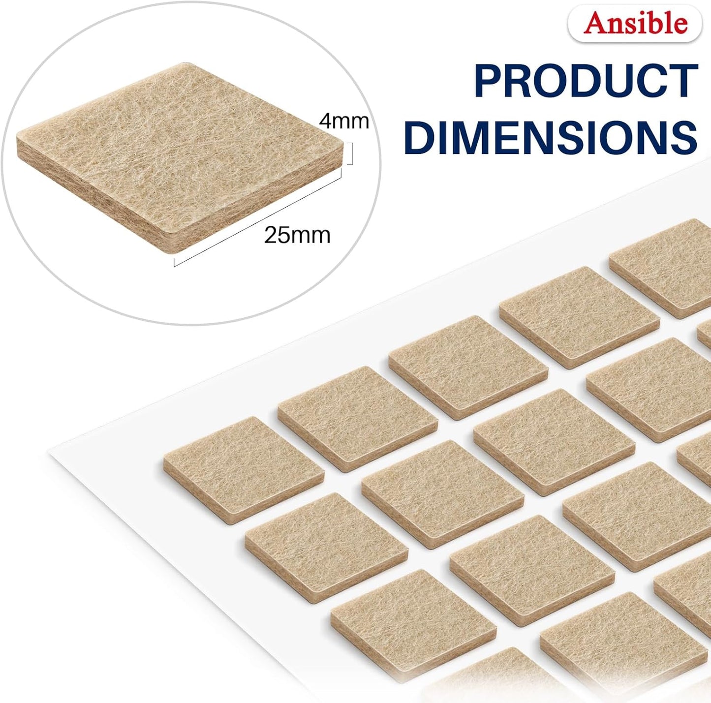 Ansible 60 PCS Felt Furniture Pads 1", Felt Pads for Chair Leg Floor Protectors for Hardwood Floors Round (Beige)