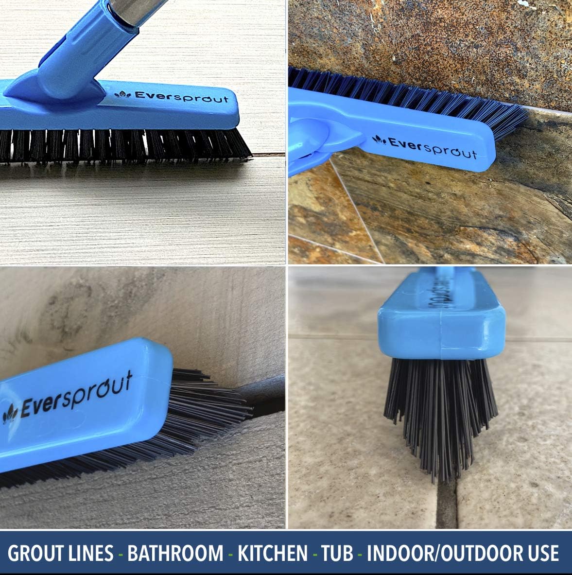 EVERSPROUT Grout Cleaning Brush Scrubber, Stiff V-Shaped Scrub Bristles Built for Corners & Tough Grime, Swivel Scrub Brush & Grout Cleaner for Shower, Bathroom, Tile, Floor, Attachment Cleaner Only