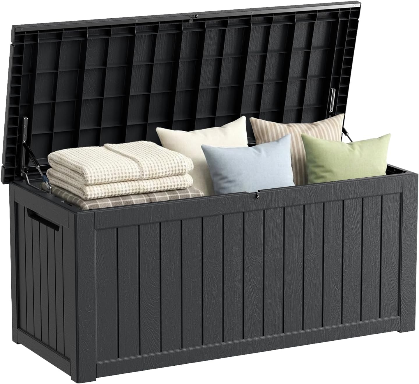 320 Gallon Outdoor Storage Box, Extra Large Waterproof Resin Deck Box with Lockable Lid Storage Bin for Patio Furniture Cushion, Garden Tools, Pool Accessories, UV-Resistant Outside, Black