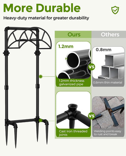 LAND·VOI Freestanding Garden Water Hose Storage Holder Stand for Outside, 160-Ft Hose Heavy Duty Metal Hanger Reel Organizer Outdoor Yard Lawn, Standing Keeper Rack with Ground Stake, Black GHH01B