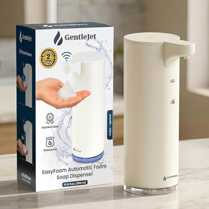 GentleJet EasyFoam Automatic Foaming Soap Dispenser Touchless Sensor, USB-C Rechargeable, 304 Stainless Steel, IPX5 Waterproof for Bathroom Kitchen Sink, 280 ml