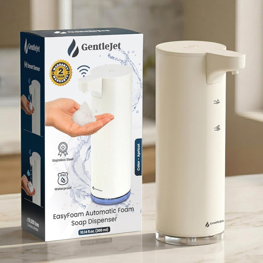 GentleJet EasyFoam Automatic Foaming Soap Dispenser Touchless Sensor, USB-C Rechargeable, 304 Stainless Steel, IPX5 Waterproof for Bathroom Kitchen Sink, 280 ml