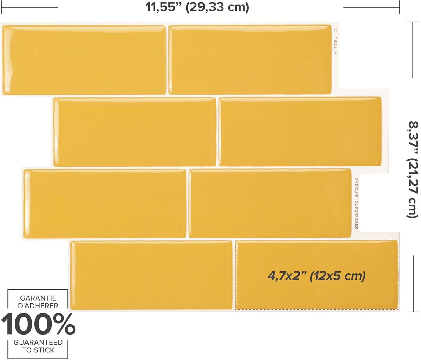 Smart Tiles Peel and Stick backsplash, Subway Teal Green, 11.55"x8.38" | Pack of 5 (2.8 sq ft), Glossy, Heat/Moisture Resistant, Low VOC, Kitchen/Bathroom, Renter Friendly, Made in Canada
