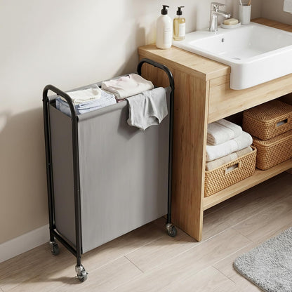 GRANNY SAYS 2 Section 130L Laundry Sorter, Large Laundry Hamper Basket with Wheels and Handles, Durable and Sturdy Rolling Cart for Laundry Room, Hotel, Bedroom, Beige