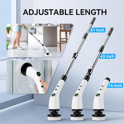 Electric Bathroom Cleaning Brush, Cordless Spin Scrubber Full Body Waterproof IPX7 with 6 Replaceable Brush Heads for Bathtub/Kitchen/Window/Home Cleaning -SD-CTB02
