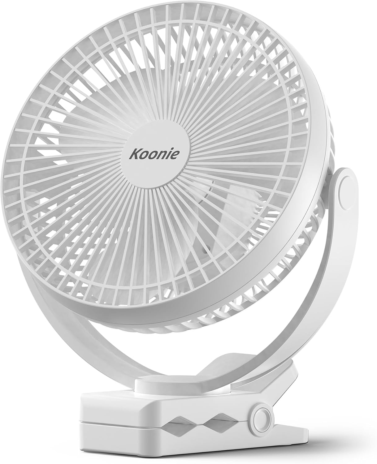 Koonie 8" Clip on Fan, 10000mAh Rechargeable Battery, Strong Airflow | 4 Speeds, Sturdy Clamp, Ideal Portable USB Desk Fan for Office, Golf Cart, Camping, Travel, Tent, Outdoor, Treadmill & Gym
