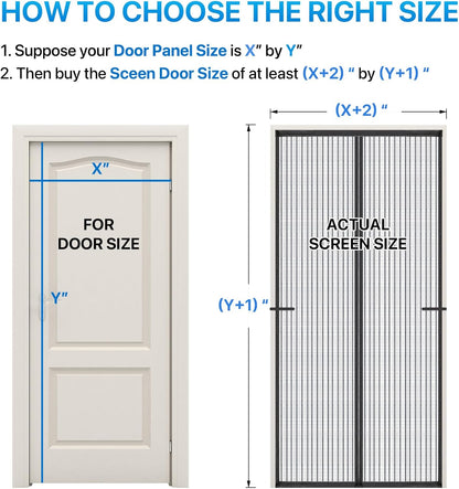 Heavy Duty Door Screen Magnetic Closure, LOVIGA Thickened Fiberglass Screen Door Mesh, Self Sealing, Tear Resistant, Easy Assemble, Fine Mesh Keep Bugs Out Fit Door Size 36 Inch X 82 Inch
