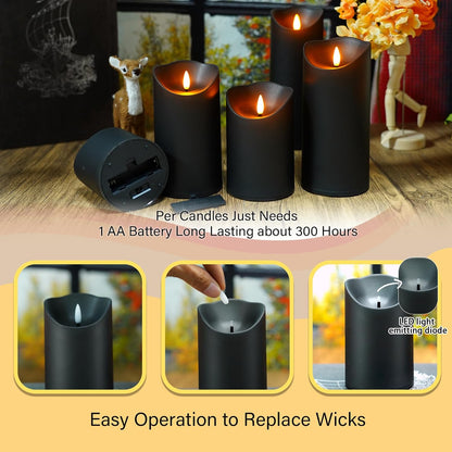 Nimiko Flameless Candles with Remote, Battery Operated Flickering Flameless Candles, LED Candles with Timer 2/4/6/8H, with Realistic LED Candles Set of 9 (D3 x H 3" 4" 5" 6" 7") (White)