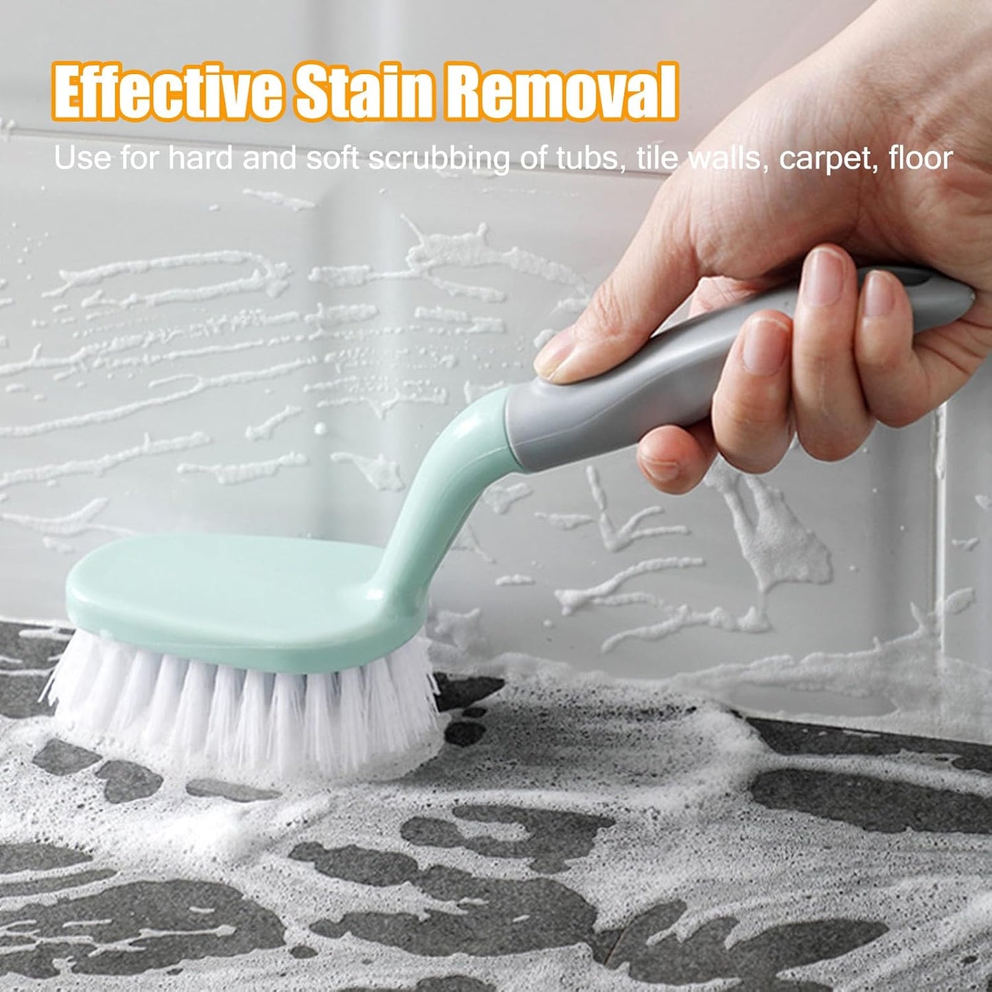 Scrub Brush, Cleaning Brush Bristles with Ergonomic Handle Cleaning Shover Scrubber Handheld Cleaning Brushes for Bathroom Shower Kitchen Floor Bathtub