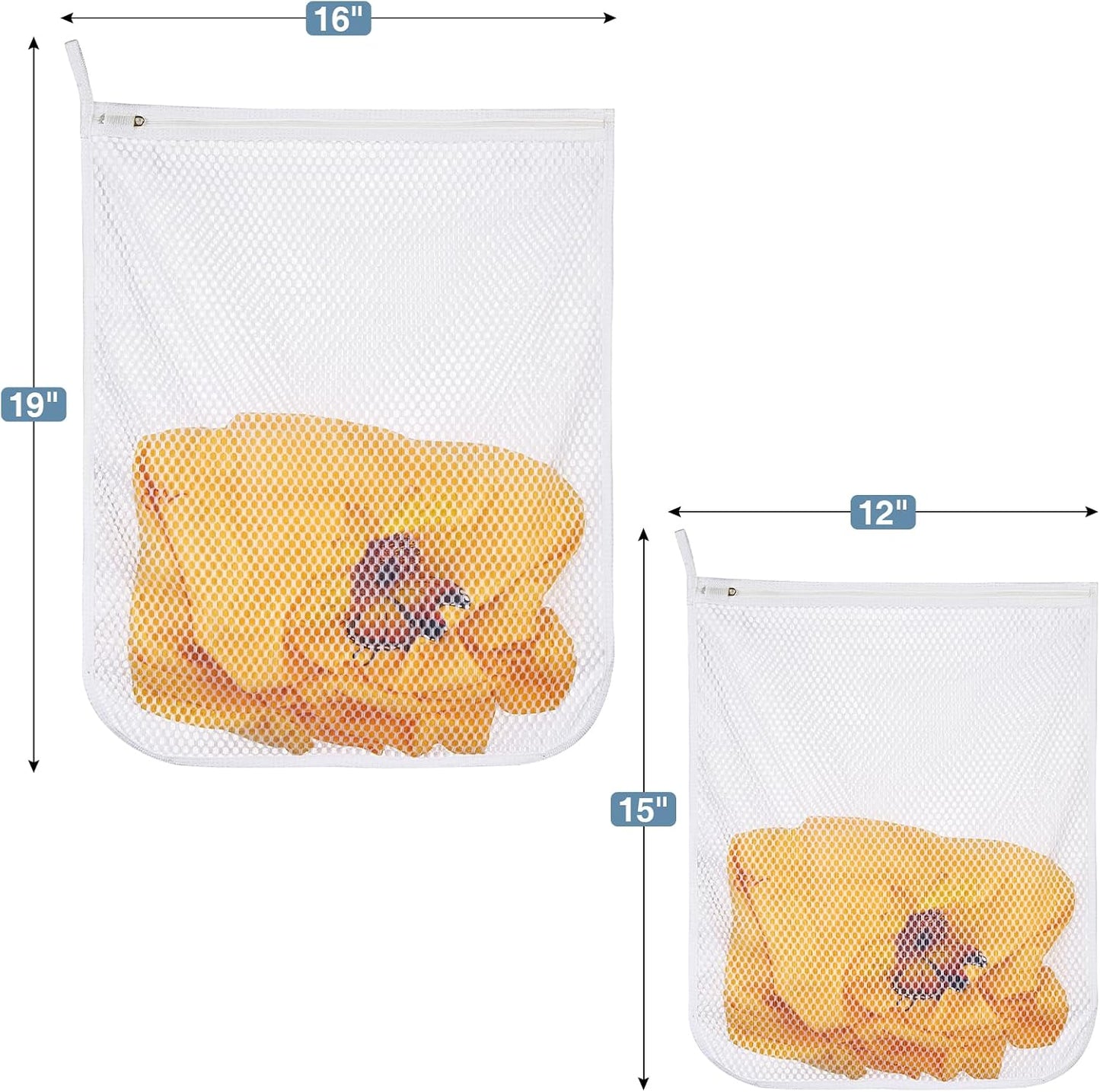 3 pcs Durable Honeycomb Mesh Laundry Bags for Delicates 3 Medium (12" x 15")