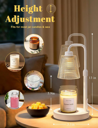 Candle Warmer Lamp with Timer Dimmable, Wax Warmer for Scented Jar Candles, Adjustable Height Candle Lamp for Home Decor, Birthday Gifts for Women Mom House Warming Gifts, Matte Black