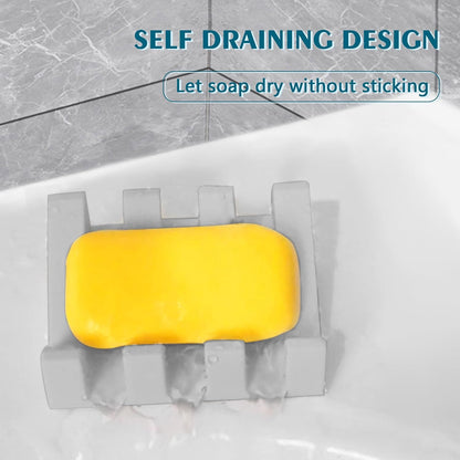 Soap Dish Holder for Shower with Suction Cup, Silicone Soap Holder & Saver Self-Draining Bar Soap Dish Keeps Soap Dry for Bathroom, Kitchen, Bathtub, Extends Soap Life (Black-1Pack)