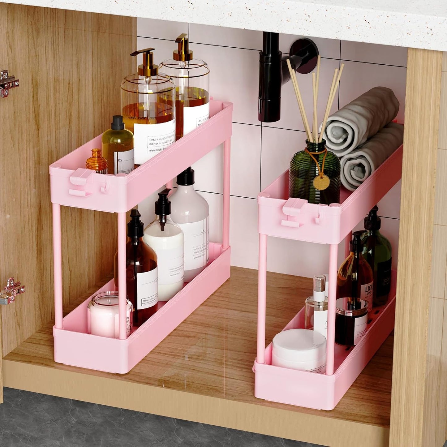SPACEKEEPER Slim Rolling Storage Cart 4 Tier Bathroom Organizer Cart Mobile Shelving Unit Slide Out Utility Cart for Kitchen, Bthroom, Makeup, Craft, Laundry Narrow Places, Black