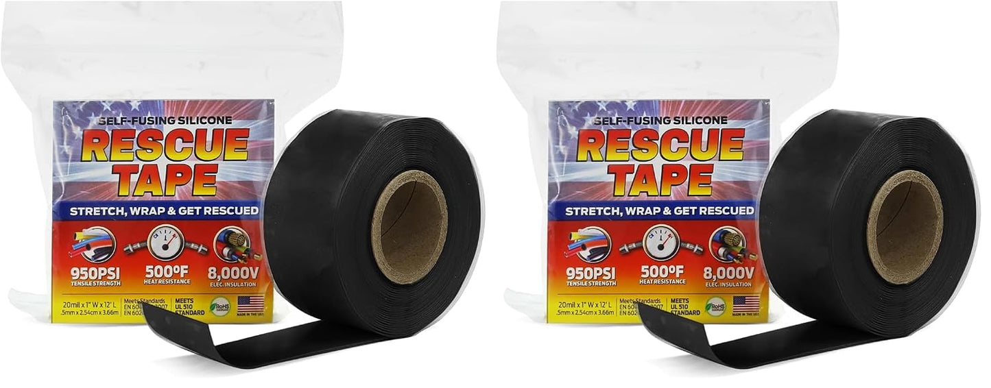 Bond It Rescue Tape, Self-Fusing Silicone for Emergency Plumbing, Pipe & Hose Repair, Electrical Insulation, Waterproof, 950 PSI, Made in USA, 1" x 12', Red