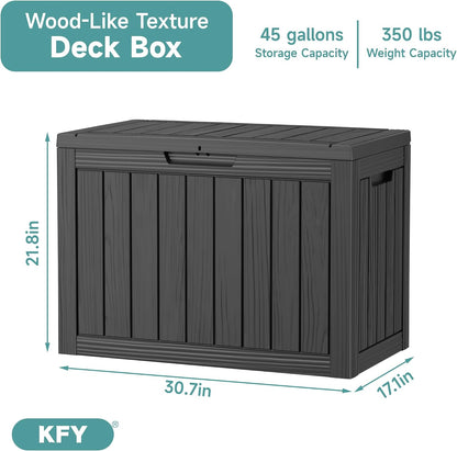 320 Gallon Waterproof Outdoor Storage Box, UV Resistant Resin Deck Box with Hydraulic Rod for Reinforced Stability, Perfect for Patio, Garden, and Pool（Black，320 Gallon）
