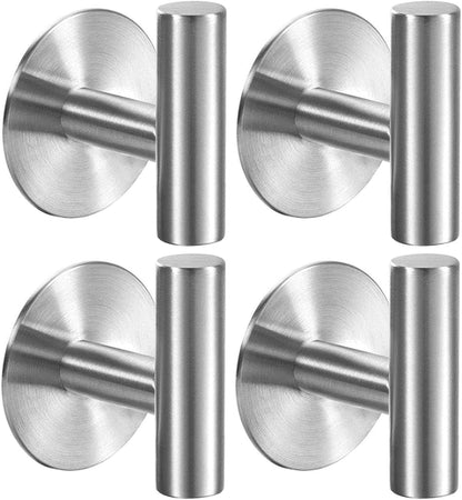 Bntuk Adhesive Hooks Heavy Duty Wall Hooks Stainless Steel Waterproof Shower Hook, Adhesive Holder Coat Hook for Hanging, Wall Mounted Towel Hooks for Bathroom Glass Window- 2 Pack