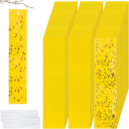250 Pack Yellow Sticky Fly Traps for Gnats Indoor Outdoor with Twist Ties Double Sided Hanging Fly Paper Strips for Plant Insect Mosquitoes Fruit Flies Garden Farm Kitchen (2 x 10 Inch)
