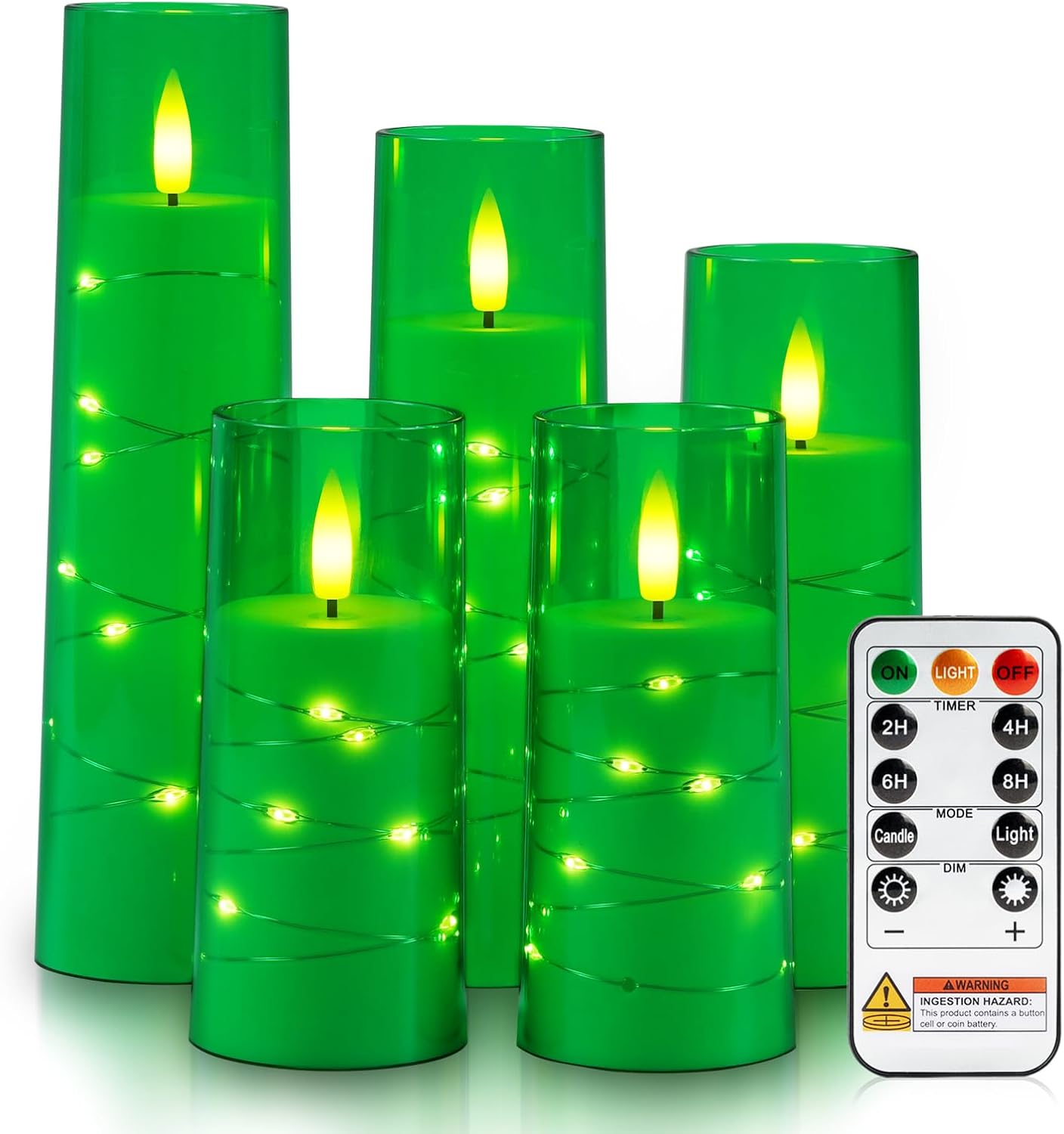 Raycare Flameless Candle with Remote Timer, 3 Flickering Acrylic Battery Operated LED Pillar Candles with Embedded Star String for Christmas, Wedding, Home Table Decor, and as a Gift (Ivory White)