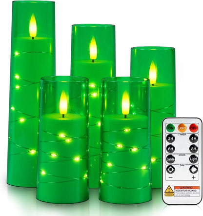 Raycare Flameless Candle with Remote Timer, 3 Flickering Acrylic Battery Operated LED Pillar Candles with Embedded Star String for Christmas, Wedding, Home Table Decor, and as a Gift (Ivory White)