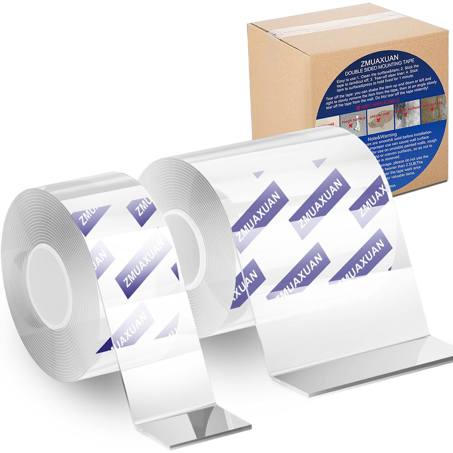 ZMUAXUAN Strong Nano Double Sided Tape Heavy Duty Mounting,Clear Removable Wall Sticky Adhesive Strips,Reusable Thick Gel Grip for Hanging Picture,Poster,Carpet,Photo