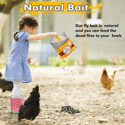 6 Pack Fly Traps Outdoor Hanging for Patio, Outdoor Disposable Hanging Fly Trap with 30g Bait, Bug Fly Hunter Catcher Killer Control for Barn Horse Ranch Chicken Coop