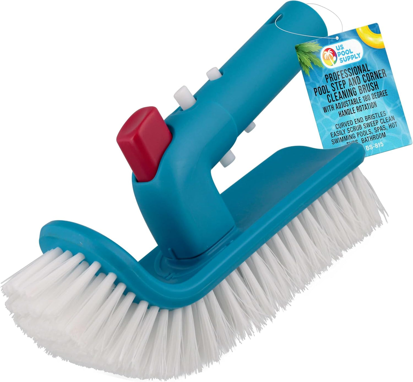 U.S. Pool Supply Pool Brush Head for Inground Pools, Hot Tub, Spa - Corner and Step Pool Scrubber Brush with 180° Handle Rotation, Scrub Bristles - Cleaning Debris - Above Ground Swimming, Bathroom