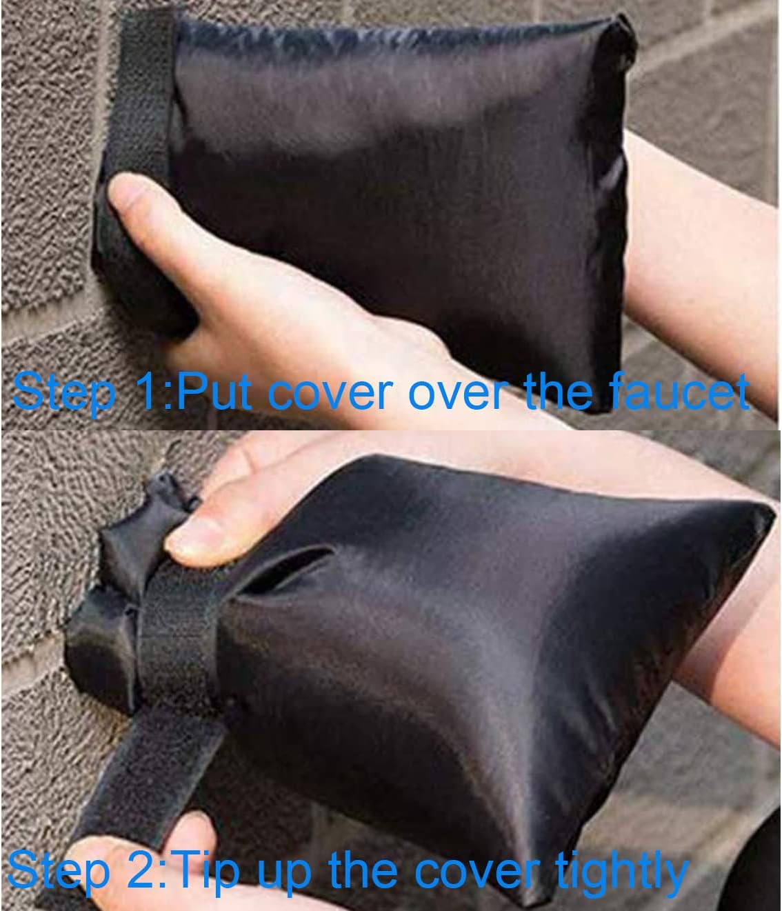 Outdoor Faucet Covers for Winter Freeze Protection, Upgraded Thicken 8.5" H x 6.1" W Outside Garden Faucet Socks for Winter Waterproof Reusable Hose Bibs Insulated Spigot Cover, 2 Pack Black