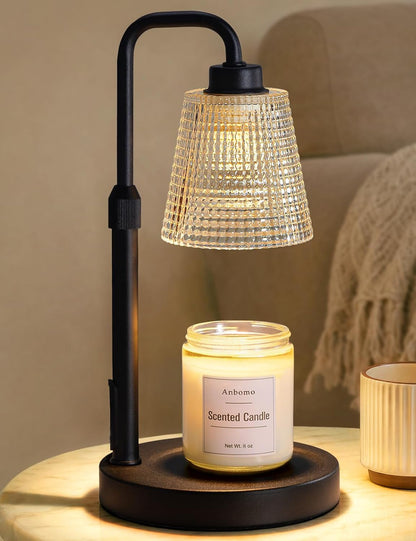 Candle Warmer Lamp with Timer Dimmable, Wax Warmer for Scented Jar Candles, Adjustable Height Candle Lamp for Home Decor, Birthday Gifts for Women Mom House Warming Gifts, Matte Black