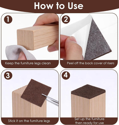 12PCS Furniture Felt Pads, 2 Inch Small Square Furniture Pads Self Adhesive Cuttable Chair Leg Floor Protectors, 50mm Brown Felt Furniture Pads for Hardwood Floors