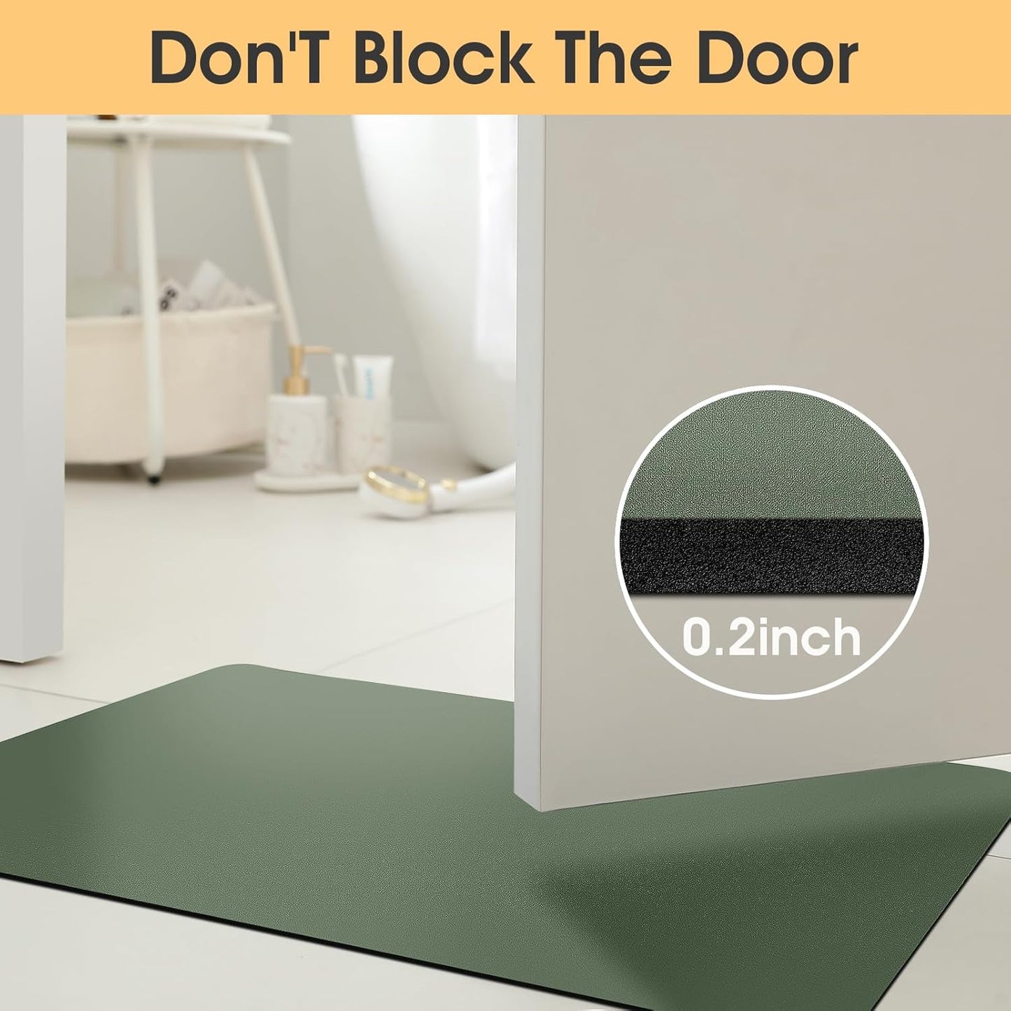 ACCUMTEK Non Slip Bath Mat, Thin Bathroom Rugs Fit Under Door, Quick Dry Bath Mats, Machine Washable Bath Rugs for Bathroom, Bathtub & Kitchen, Grey/Bordered/24 x17